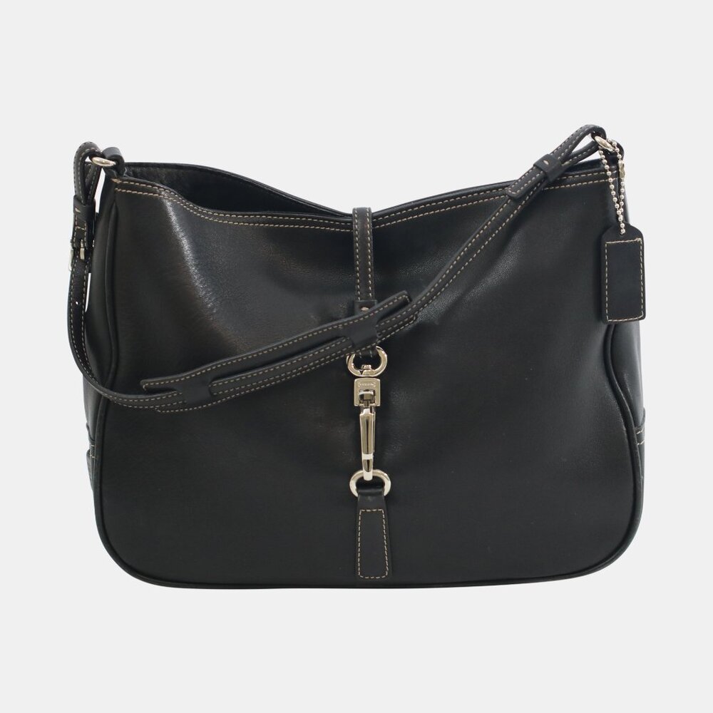 Coach Vintage Hamilton Clip Leather Hobo Shoulder Bag – Black